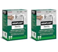 AGUAPLAST Operlite stucco risanante contro umidità e salnitro, 1kg - Stucco, intonaco colore grigio chiaro (Confezione da 2)