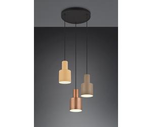 AGUDO SOSPENSIONE 3 DIFFUSORI METALLO MULTICOLOR D. 37CM H.150CM ATTACCO E27