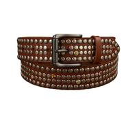 AGUTALITHIC 4 Files di Rivetti Rotondi Cintura con Borchie di Strass per Uomo E Donna Punk Unico Resistente Cinturino in Vita Accessorio Unisex(120cm/47, Brown)