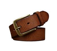 AGUTALITHIC Cintura in Pelle Lavorata a Mano E Invecchiata Unisex 3,8cm di Larghezza Cinturino Morbida in Vera Pelle di Mucca Fibbia in Ottone Massiccio Resistente(125cm/49, Brown)