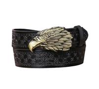 AGUTALITHIC Cinture Western per Donna E Uomo Cowgirl Cowboy Cinturino Inciso in Rilievo con Fibbia Dorata A Testa D'aquila per Pantaloni di Jeans(105cm/41, Black)