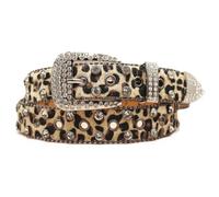 AGUTALITHIC Donna E Uomo Cintura con Strass Leopardati Cristallo Western Scintillante Rivetti a Croce Cinturino in Pelliccia Sintetica con Borchie(105cm/41, E-Yellow)