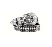 AGUTALITHIC Donna Uomo Cintura Western con Occhielli E Borchie di Strass Cinghia con Fibbia Stile Cowboy Scintillante Cinturino da Cowboy con Brillantini(100cm/39, Black)