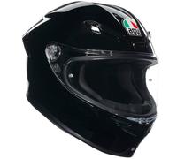AGV - K6 S E2206 MPLK, Casco Moto Integrale Stradale Racing in Fibra Carboaramidica, Leggero, Aerodinamico, Visiera Panoramica Antigraffio, Interni Rimovibili, Predisposizione Pinlock, Nero, XXL