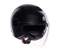 AGV - ETERES E2206, Casco da Moto Jet Unisex, Casco Moto Open Face con Anello Antifurto, Visiera Antigraffio e Anti-UV, Tecnologia con Assorbimento Istantaneo del Sudore, Matt Black, L