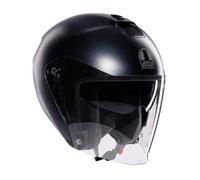 AGV - IRIDES E2206, Casco Moto Jet, Unisex, Assorbimento del Sudore, Visiera Antigraffio e Anti-UV, Matt Ardesia Grey, M