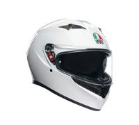AGV - Casco K3 E2206 MPLK, Casco Moto da Uomo, Casco Integrale ECE con Assorbimento del Sudore, Spoiler, Prese d'Aria e Visiera Antigraffio Anti UV, con Predisposizione Interfono, Bianco