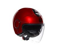 AGV - ETERES E2206, Casco da Moto Jet Unisex, Casco Moto Open Face con Anello Antifurto, Visiera Antigraffio e Anti-UV, Tecnologia con Assorbimento Istantaneo del Sudore, Corsa Red, XS