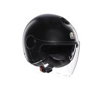 AGV - ETERES E2206, Casco da Moto Jet Unisex, Casco Moto Open Face con Anello Antifurto, Visiera Antigraffio e Anti-UV, Tecnologia con Assorbimento Istantaneo del Sudore, Matt Black, XXL