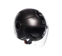 AGV - ETERES E2206, Casco da Moto Jet Unisex, Casco Moto Open Face con Anello Antifurto, Visiera Antigraffio e Anti-UV, Tecnologia con Assorbimento Istantaneo del Sudore, Matt Asfalto Grey, M