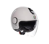 AGV - ETERES E2206, Casco da Moto Jet Unisex, Casco Moto Open Face con Anello Antifurto, Visiera Antigraffio e Anti-UV, Tecnologia con Assorbimento Istantaneo del Sudore, Materia White, XXL