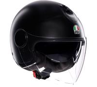 AGV - ETERES E2206, Casco da Moto Jet Unisex, Casco Moto Open Face con Anello Antifurto, Visiera Antigraffio e Anti-UV, Tecnologia con Assorbimento Istantaneo del Sudore, Matt Black, XXL