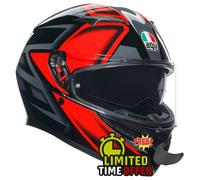 AGV K3 Compound - Nero/Rosso - Casco moto moto con visiera scura gratuita