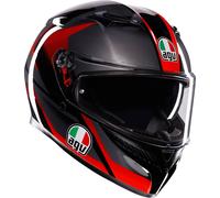 AGV K3 Striga Casco, nero-grigio-rosso, taglia M per maschi