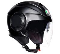 AGV Orbyt ECE 22-05 Solid Casco Moto Jet ECE 22-05 con Visierino Parasole, Nero Opaco, L