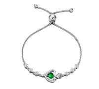 Agvana Bracciali da Donna, Regolabile Braccialetti Cuore Fiore Rosa in Argento Sterling 925, Portafortuna di Maggio Smeraldo Heart Bracciale Gemma Regalo di Gioielleria per Donna Regalo