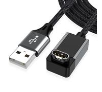 AGVEE Caricabatterie per Garmin Watch, cavo di ricarica a L Zero Gap per Fenix, Forerunner, Vivoactive, Instinct, Venu, Tactix, Approach, D2, Quatix Series, intrecciato ad angolo retto, grigio scuro