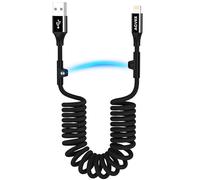 AGVEE Carplay - Confezione da 2 cavi a spirale da USB-A a Lightning da 91 cm [certificato MFI]