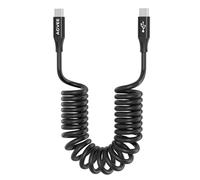 AGVEE Cavo di ricarica corto a spirale da USB-C a USB-C da 0,5 m, certificato USB-IF, 60 W, per iPhone 16/15 CarPlay, Galaxy S25 S24 S23 S22 S21 S10 S9 S8, Google Pixel, nero