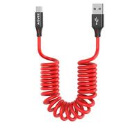 AGVEE Confezione da 2 cavi di ricarica corti da USB a USB-C da 0,5 m, certificato USB-IF, 3 A, per iPhone 16/15 CarPlay, Galaxy S25 S24 S23 S22 S21 S10 S9 S8, Google Pixel, rosso