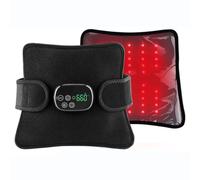 AGWIM Cuscinetto riscaldante multifunzionale senza fili a luce rossa per il corpo, 3 livelli di massaggio, 3 impostazioni del timer, 46 perline da 660 nm e 850 nm, 5000 mAh, nero