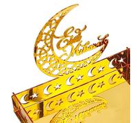 Agwuoetr 1 PCS Vassoio per Eid Mubarak Ramadan, Piatto per Dessert e Frutta In Acrilico A Forma di Luna, e Castello, Decorazione per il Festival Islamico Musulmano, Regalo.