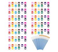 Agwuoetr 12 Confezioni da 144 Pezzi Mini Set di Colori Acrilici con Pennelli per Bambini e Adulti, Colori per Lavori Artigianali, Strisce di Colori Acrilici Lavabili In 12 Colori