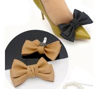 Agwuoetr 2 Pezzi Clip per Scarpe Rimovibili Clip per Scarpe con In Pelle Clip per Gioielli per Scarpe Festa di Nozze Fibbia per Scarpe Nera Resistente Facile da Installare