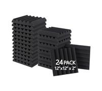 Agwuoetr 24 Pezzi di In Schiuma Antirumore Nera In Poliuretano Schiuma Acustica Ignifuga per Assorbire e Annullare il Rumore.
