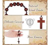 Agwuoetr 30 Pz. Rosario Battesimo Versetto della Bibbia Mini Battesimo Rosario in Legno per La Prima Comunione Regalo con 30 Sacchetti in Organza