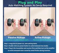 Agwuoetr A14 Trasmettitore Ricevitore Elettrico per Chitarra Basso e Trasmissione Wireless 2.4 di Trasmissione Transceiver 6.35