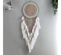 Agwuoetr Acchiappasogni Rotondo Intrecciato con Nappa di Piume per Decorazione da Appendere alla Camera da Letto, Ciondolo Carino, Un Acchiappasogni 1 Pezzo