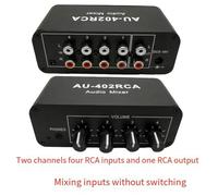 Agwuoetr AU-402RCA Mixer Audio Stereo Sorgente Audio Multicanale Riverbero Controllo Volume Driver per Cuffie da 3,5 mm 4 Ingressi Durevole Facile Installazione