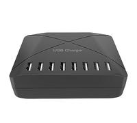 Agwuoetr Caricatore Multiporta USB da 1 Pezzo da 40 W Caricatore A Ricarica Rapida Hub Caricatore A Ricarica Rapida A 8 Porte Spina UE Nero