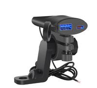 Agwuoetr Caricatore USB per Moto Manubrio Ricarica Rapida Adattatore Presa Impermeabile 12V 24W con Voltmetro Ricambi Moto Accessori Parti