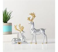 Agwuoetr Decorative Gift Kit 2PCS Deer Sculpture 3D Geometric Deer Ornaments Utilizzati per Creare Un'Atmosfera Festosa Set di Decorazioni