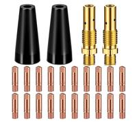 Agwuoetr Kit di 24 Punte per Ugelli Gas con Nucleo di Flusso KP1939-1 Punte di Contatto per Saldatore con Nucleo di Flusso Diffusori di Gas per Ugelli Gas