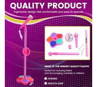 Agwuoetr Microfono per Bambini con Supporto Luminoso, Microfono Regolabile in Altezza, Giocattoli Educativi per L'Allenamento del Cervello, Regalo di Compleanno Rosa