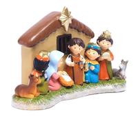 Agwuoetr Mini Kit della Natività, Scena della Natività da Interno con Luce A LED Include 1 Mangiatoia e 8 Statue delle Figure.