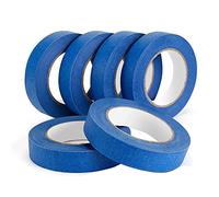 Agwuoetr Nastro Blu per Pittori, Nastro per Pittori, Confezione da 6 X 1 Pollice X 55 Iarde, Nastro per Mascheratura In Carta Crespa, Nastro per Pittura per Pittura Murale,
