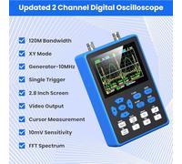 Agwuoetr Oscilloscopio Digitale DSO2512G con Generatore di Segnale A 2 Canali con Larghezza di Banda 120 Mhz, Frequenza di Campionamento 500 /S, Display da 2,8 Pollici