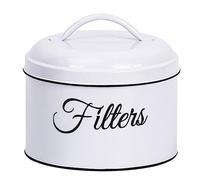 Agwuoetr Portafiltro per Caffè, Cestello Portafiltro per Caffè con Coperchio, Contenitore per Filtro per Caffè Rotondo per Bancone, Bianca