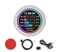 Agwuoetr Schermo Secondario Raffreddato Ad Acqua da 2,8 Pollici CPU USB Monitoraggio dello Stato del Computer Analisi dello Spettro Musicale RGB Driver, Un'Installazione Facile e Durevole