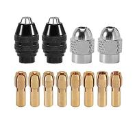 Agwuoetr Set di Pinze per Mandrino Autoserrante da 12 Pezzi 0,8-3,2 mm da 1/32 A 1/8 Pollici Levigatore per Utensile Rotante In Metallo Dorato di Ricambio 8 Dimensioni, Set di Utensili per Tra