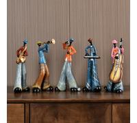 Agwuoetr Statuine di Suonatori di Band Jazz Figura di Musicista Vintage Statue in Resina Ornamento da Tavolo Scultura retrò Decorazioni per Interni per La Casa A