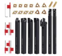 Agwuoetr Utensile per Tornio 3/8In Shank-7PC Portautensili per Tornio 14PC Inserto In Carburo per Tornitura Noiosa Scanalatura Taglio Filettatura Sostituzione Pezzi di Ricambio Accessori