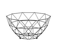 Agyo Porta Frutta in Metallo Tondo Nero - Cesto Moderno 26 × 14 cm - Design Minimal per Tavolo Cucina - Struttura Solida in Acciaio Verniciato