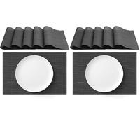 AGYO Set 6 pezzi Tovagliette americane lavabili, antiscivolo, colore nero/antracite, ideali per cucina e sala da pranzo (Confezione da 2)