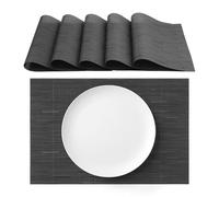 AGYO Set 6 pezzi Tovagliette americane lavabili, antiscivolo, colore nero/antracite, ideali per cucina e sala da pranzo