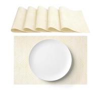 AGYO Set 6 Tovagliette Americane Intrecciate in PVC, 30 × 45 cm, Motivo Geometrico Giallo Pastello, Facili da Pulire, Ideali per Tavolo da Pranzo, Cucina e Outdoor